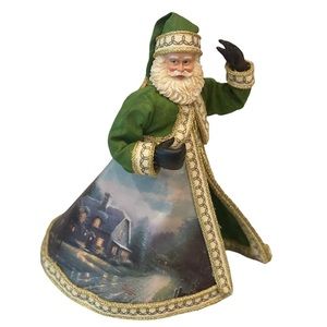 Thomas Kinkade 2004 Santa Visions of Ireland Christmas Figurine Green White
